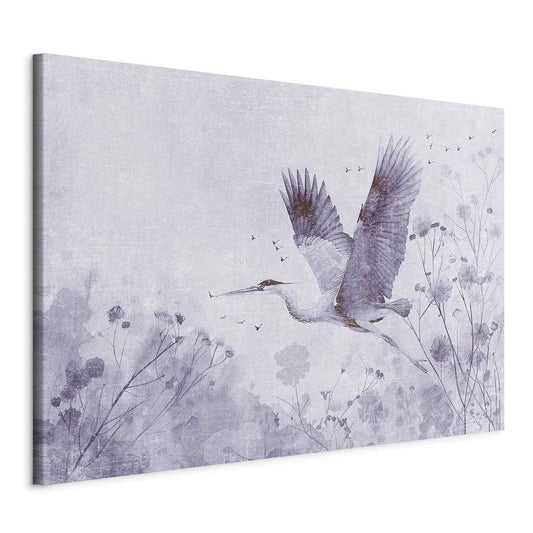 Wandbild XXL - Majestic flight - a crane in flight in monochrome