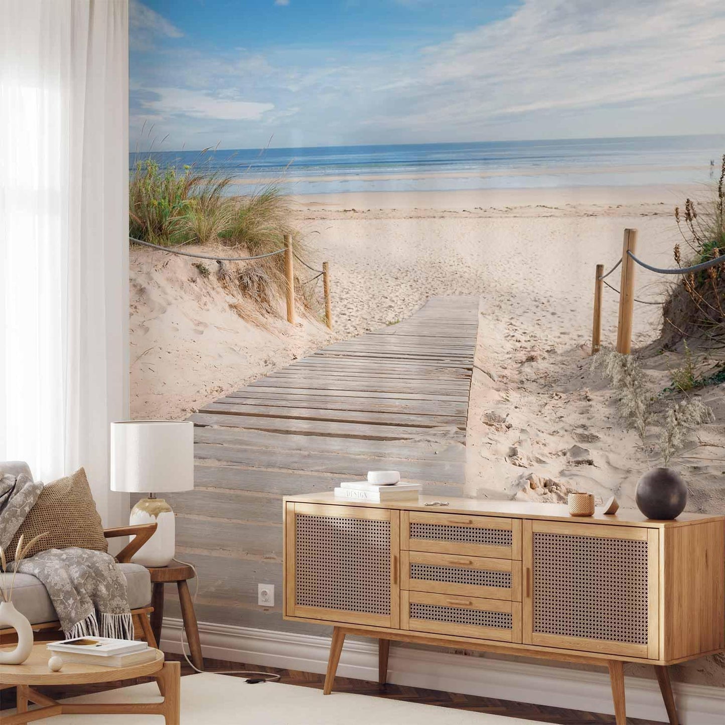 Fototapete „Am Strand“ – Ruhe, Meerblick und Urlaubsfeeling für dein Zuhause