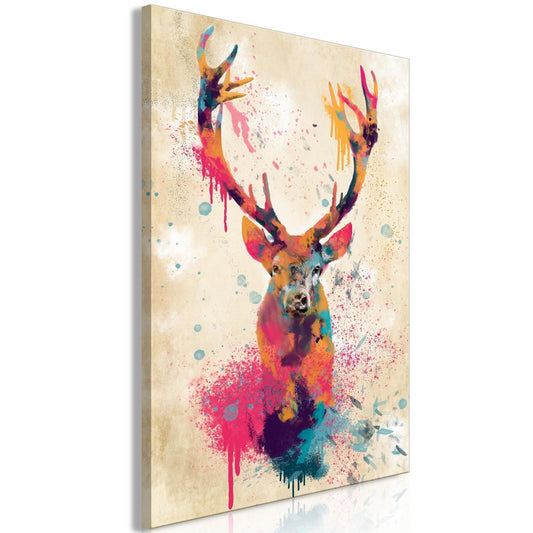 Leinwandbild - Watercolor Deer (1 Part) Vertical Artgeist