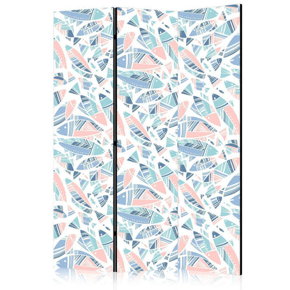 Paravent - Fish in Minimalist Style - Fish in Aztec Style in Pastel Color Shades on a White Background Artgeist