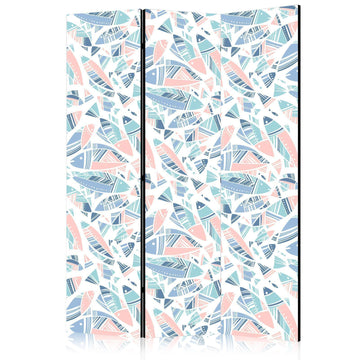 Paravent - Fish in Minimalist Style - Fish in Aztec Style in Pastel Color Shades on a White Background Artgeist