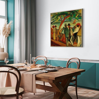 Leinwandbild - August Macke – Spaziergänger am See
