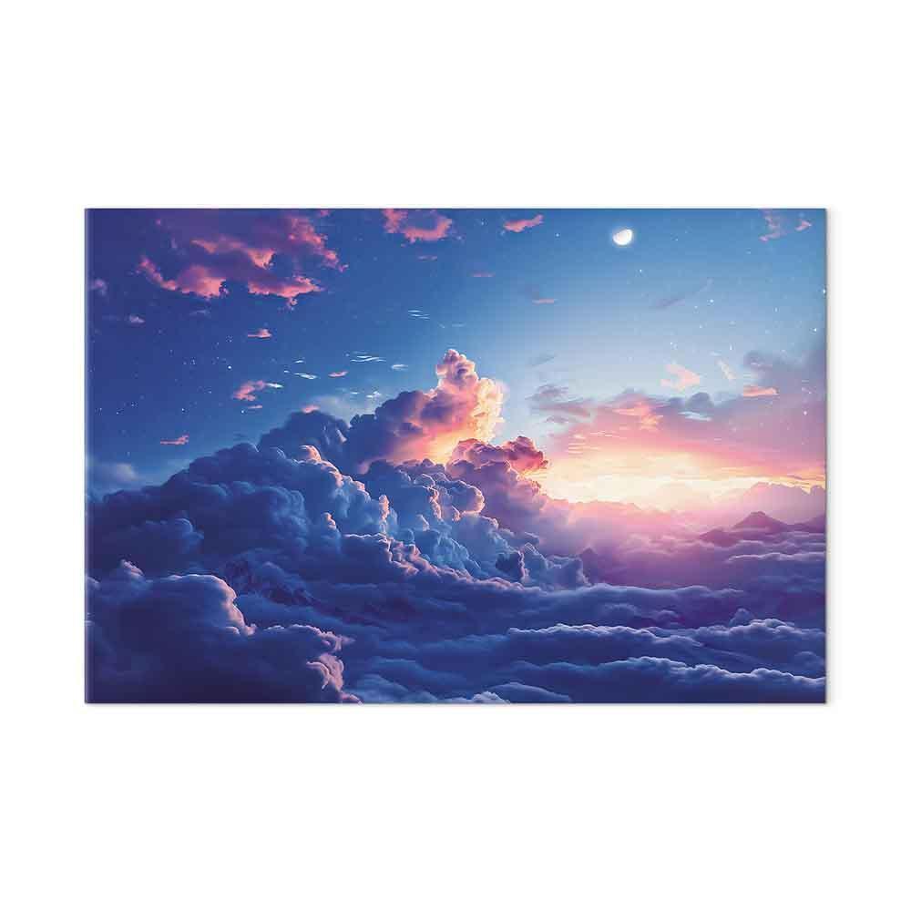 Leinwandbild - Night Concert in the Mountains: Clouds Illuminated by the Last Rays of the Sun