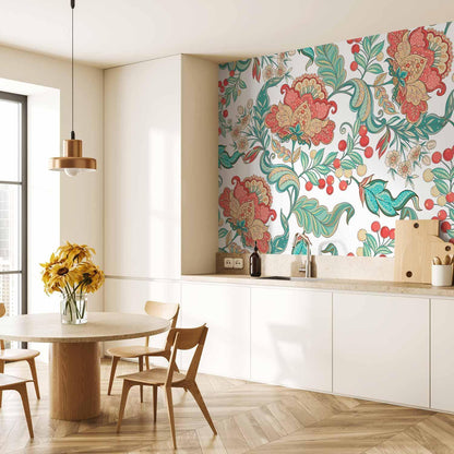 Fototapete - Ethnic vegetation - plant motif with ornaments in coloured flowers