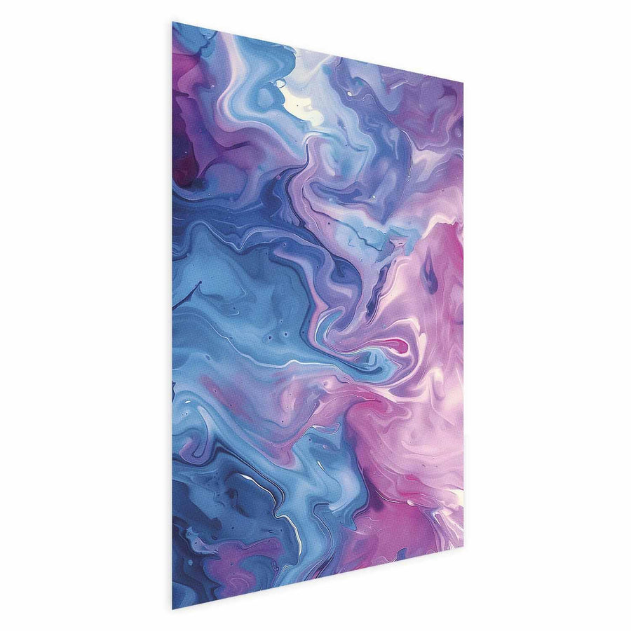 Poster - Night Flows - abstract waves in shades of blue and purple Artgeist
