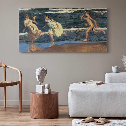 Leinwandbild - Joaquín Sorolla y Bastida – Running along the Beach