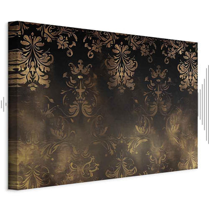 Leinwandbild - Baroque Ornaments in Patinated Gold and Browns: Retro Motif