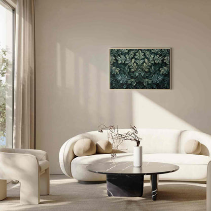 Leinwandbild - Dark Green Victorian Leaves: Botanical Carved Composition