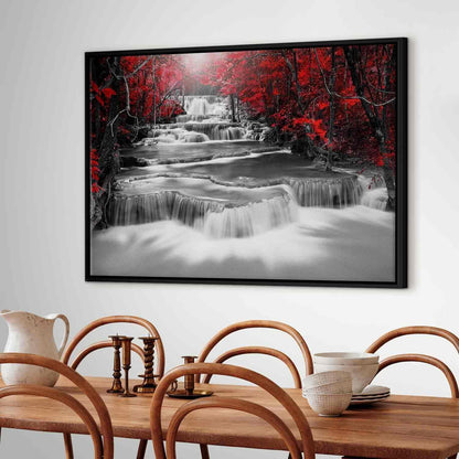 Seitenansicht Leinwandbild Wasserfall Rot - 3D-Effekt abstrakte Wandkunst