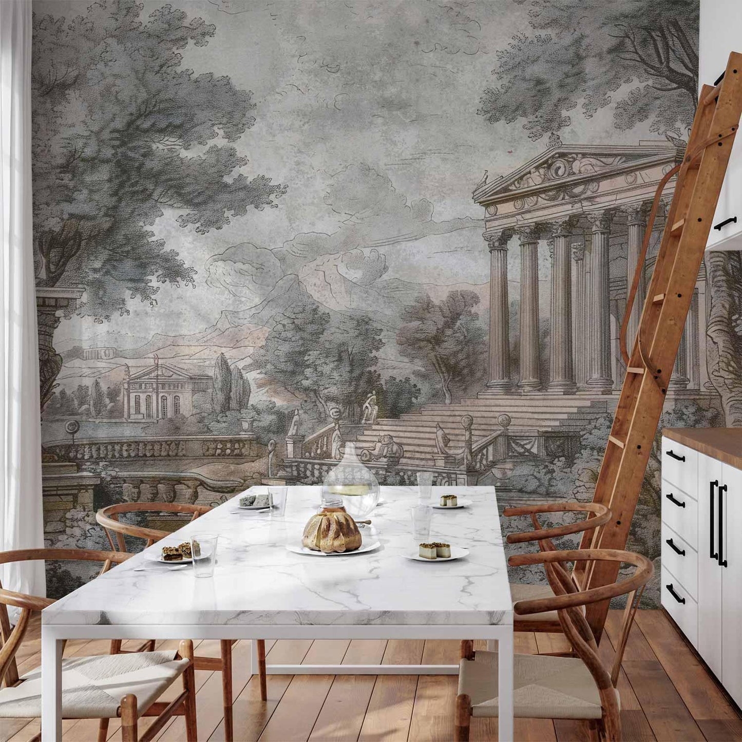 Fototapete - Temple on a hill - Greek architecture in subdued colours