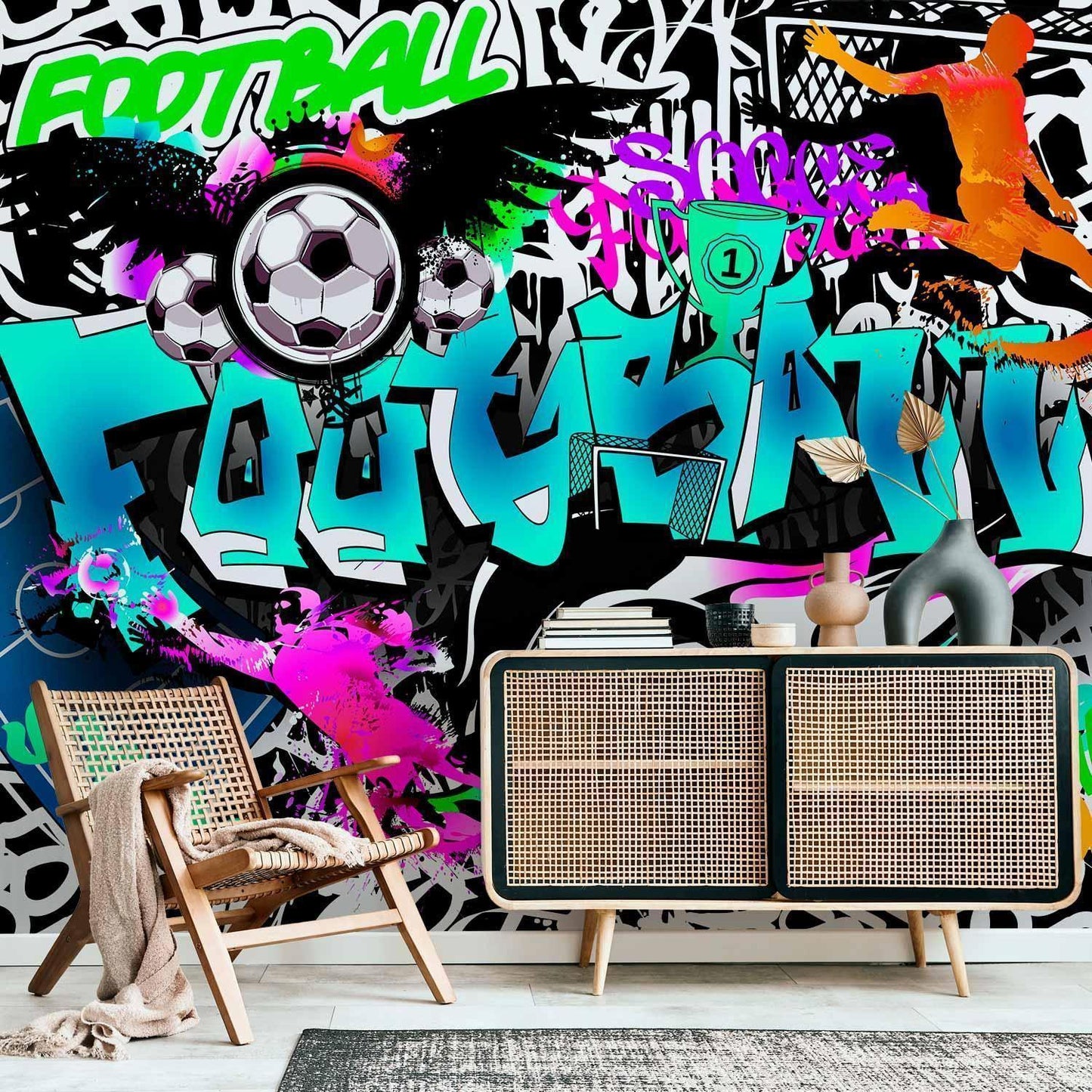 Fototapete Sports Graffiti – Farbenfrohe Street-Art für Sportfans