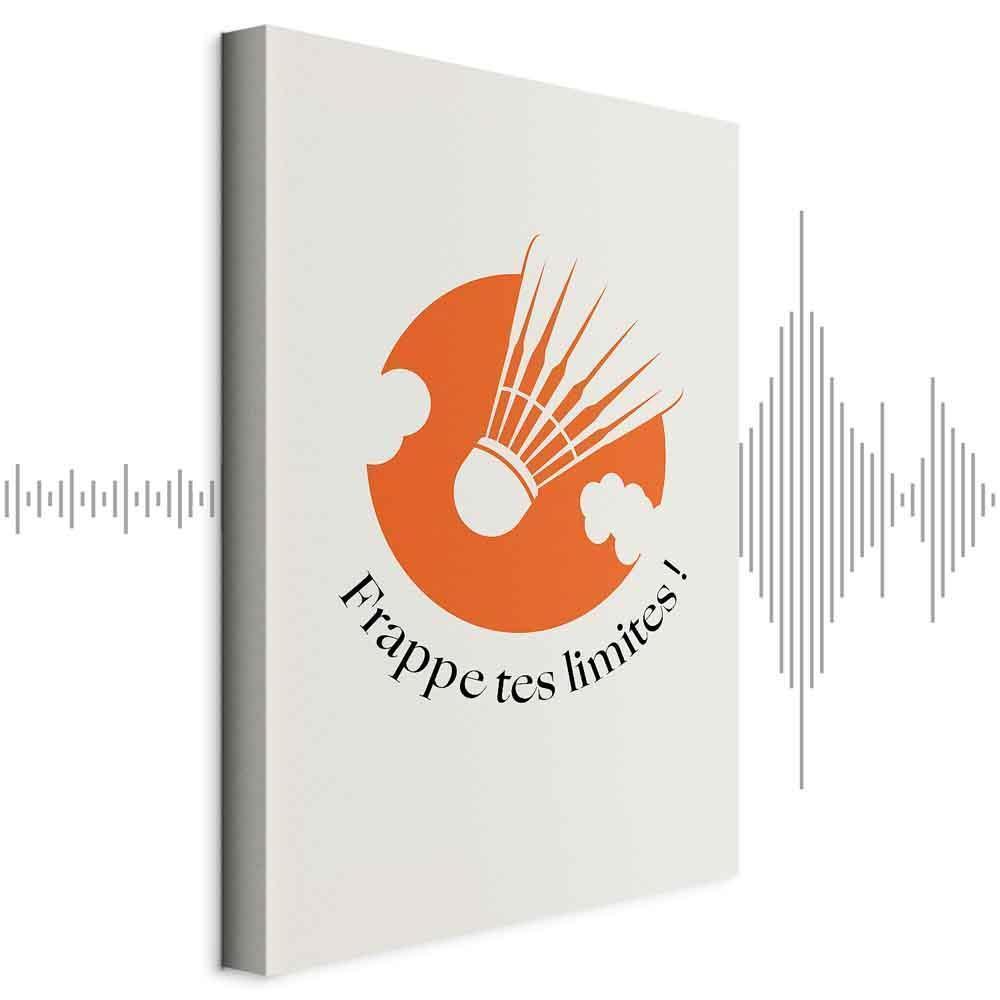 Leinwandbild - Badminton Shuttlecock on an Orange Circle Background