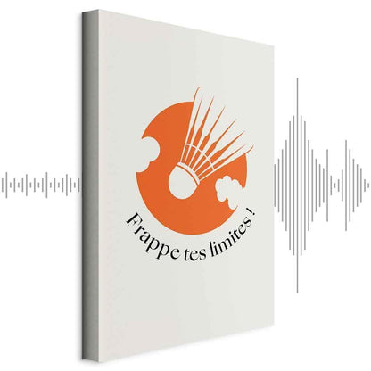 Leinwandbild - Badminton Shuttlecock on an Orange Circle Background