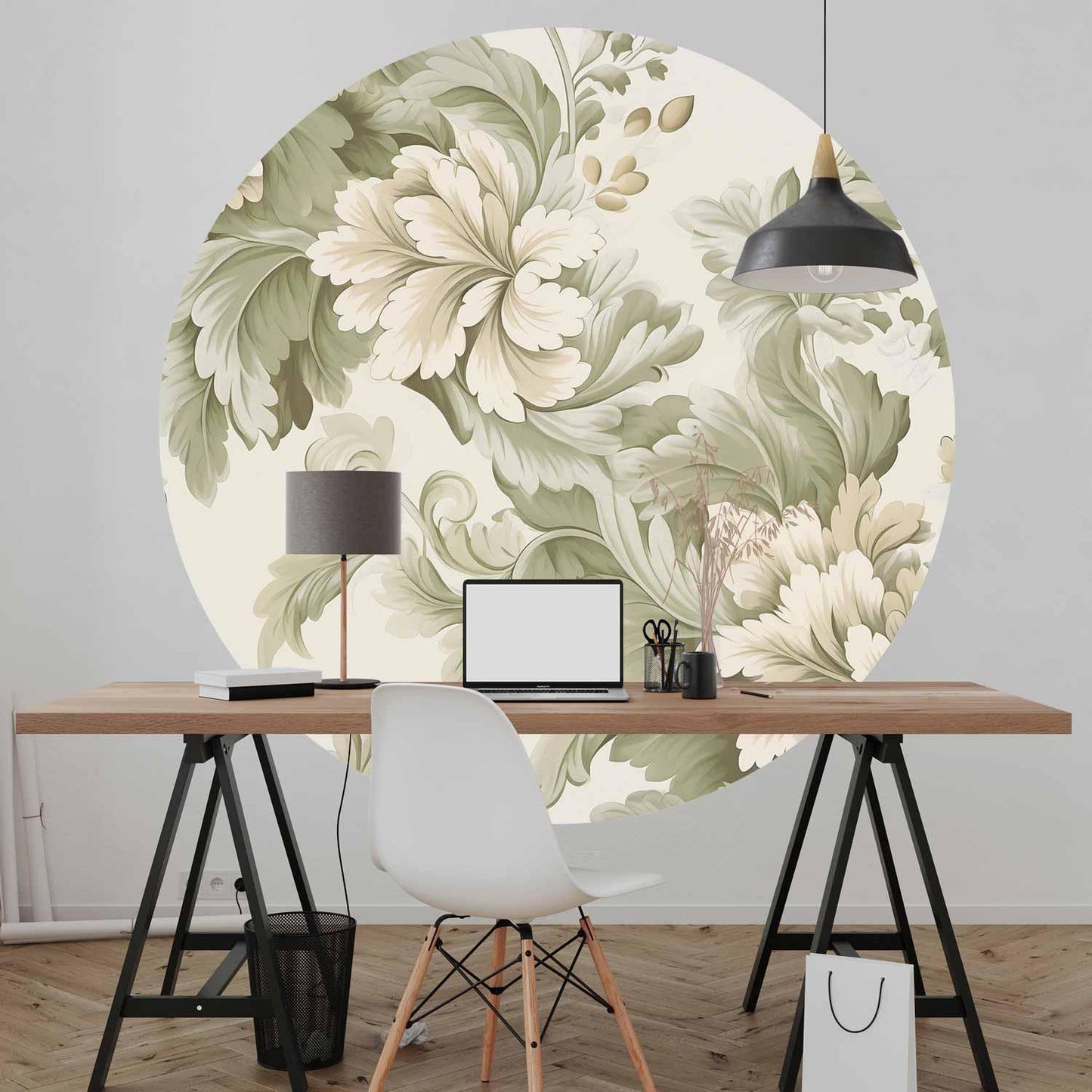 Runde Fototapete - Vintage flowers in bright colours