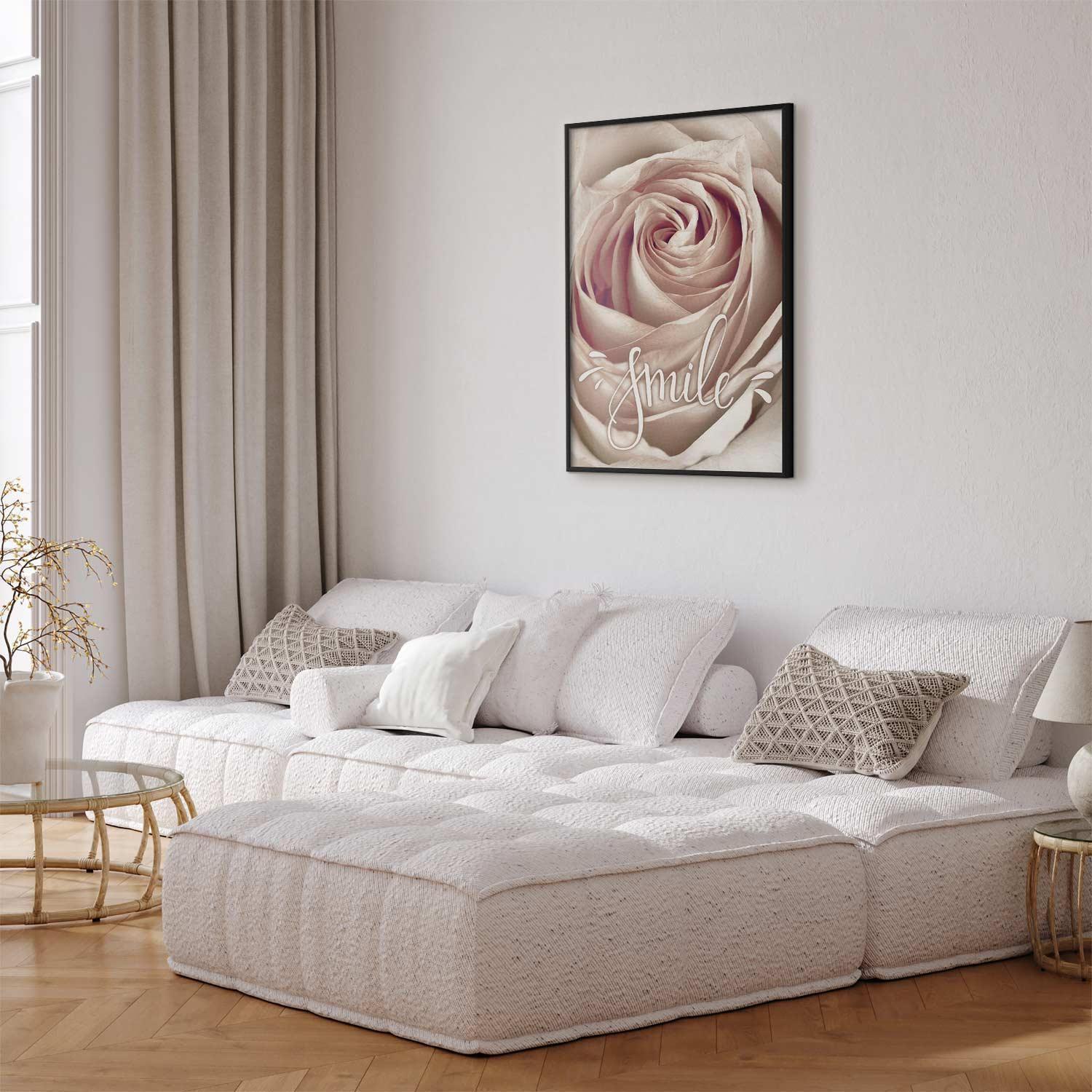 Poster - Smile in elegant living room setting, showcasing premium quality design on wall.