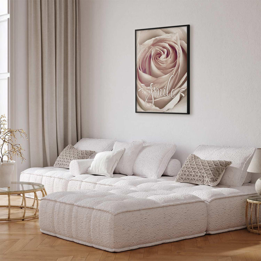 Poster - Smile in elegant living room setting, showcasing premium quality design on wall.