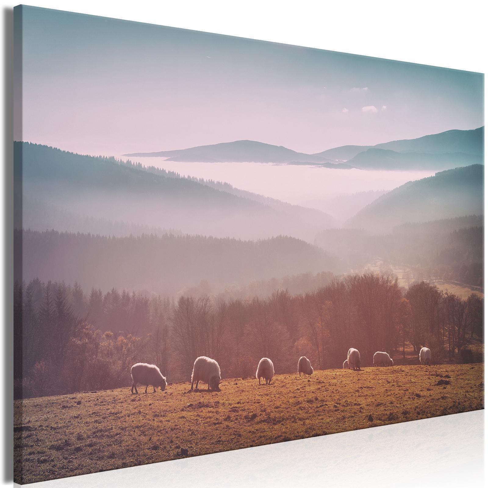 Leinwandbild - Sheep in Mountain Landscape (1-part) - Animals in Nature Artgeist