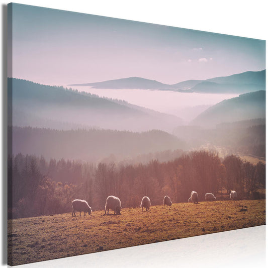 Leinwandbild - Sheep in Mountain Landscape (1-part) - Animals in Nature Artgeist