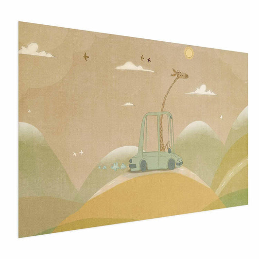 Poster Giraffe auf Reisen – Lustige Wanddeko für Kinderzimmer