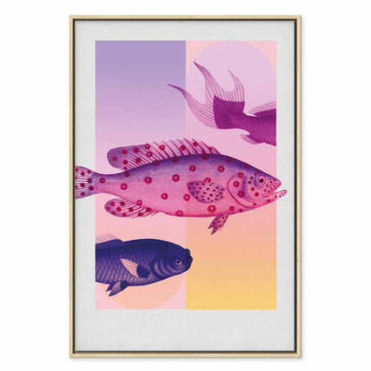 Leinwandbild - Fish in Pastels - Stylized Fish Against Gradient Shapes