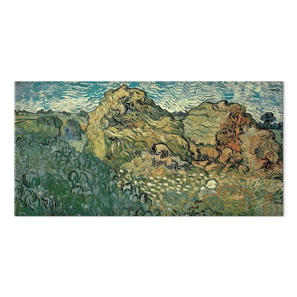 Leinwandbild - Vincent Van Gogh – Field with Wheat Stacks