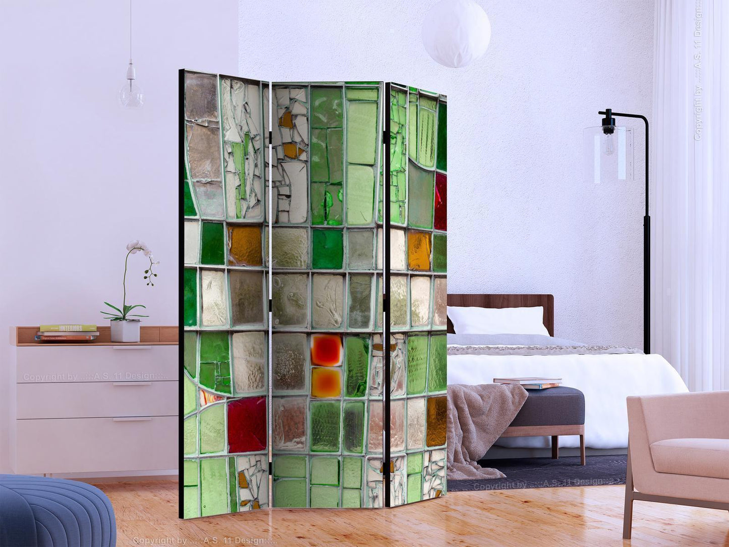 Paravent - Emerald Stained Glass Artgeist