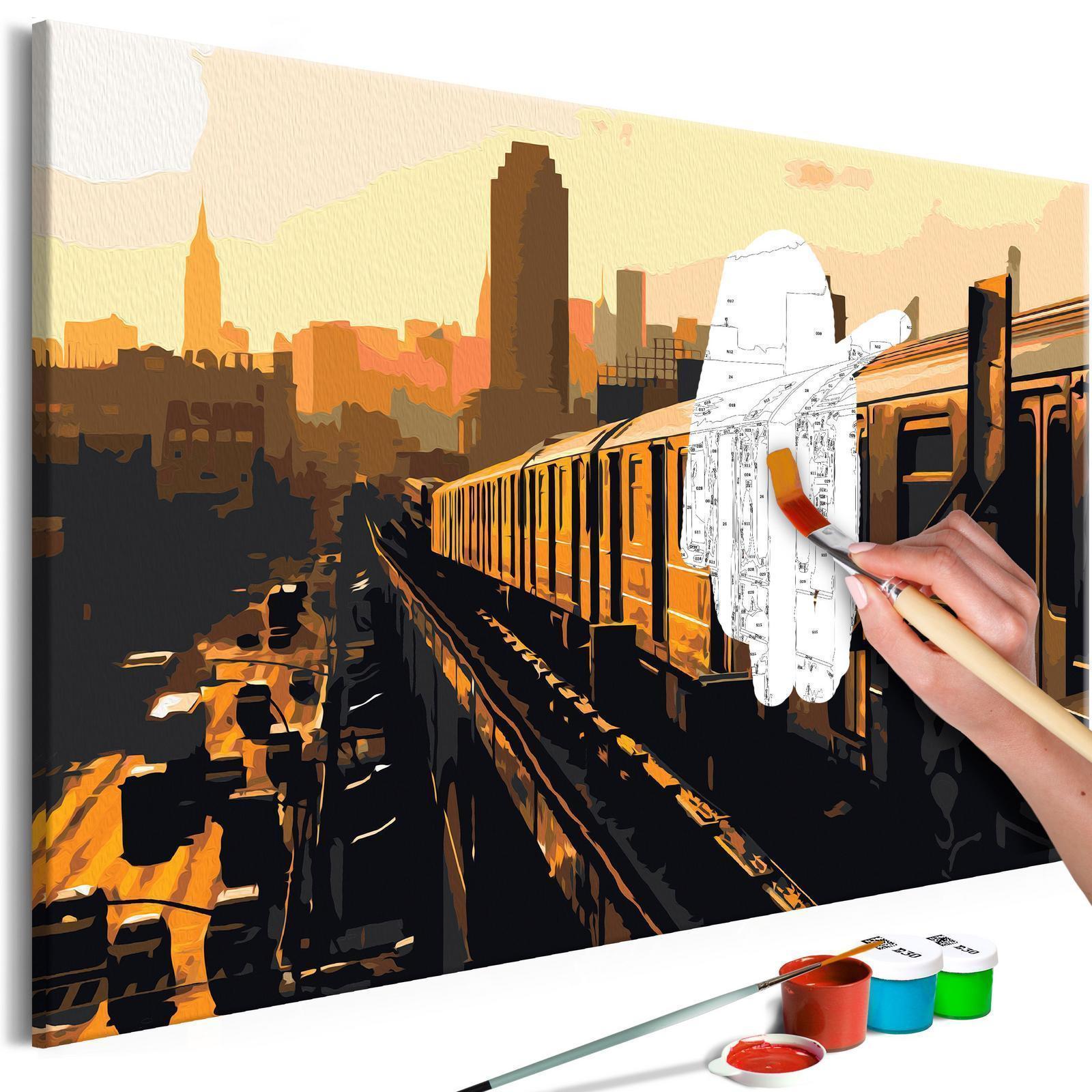 Malen nach Zahlen New York Subway - Authentische U-Bahn-Szene mit urbanem Großstadtfeeling und typischen New Yorker Subway-Elementen - Sawelt
