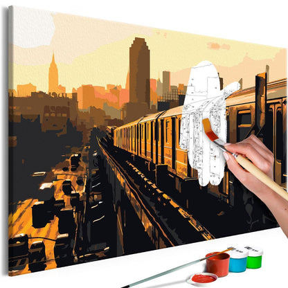 Malen nach Zahlen New York Subway - Authentische U-Bahn-Szene mit urbanem Großstadtfeeling und typischen New Yorker Subway-Elementen - Sawelt