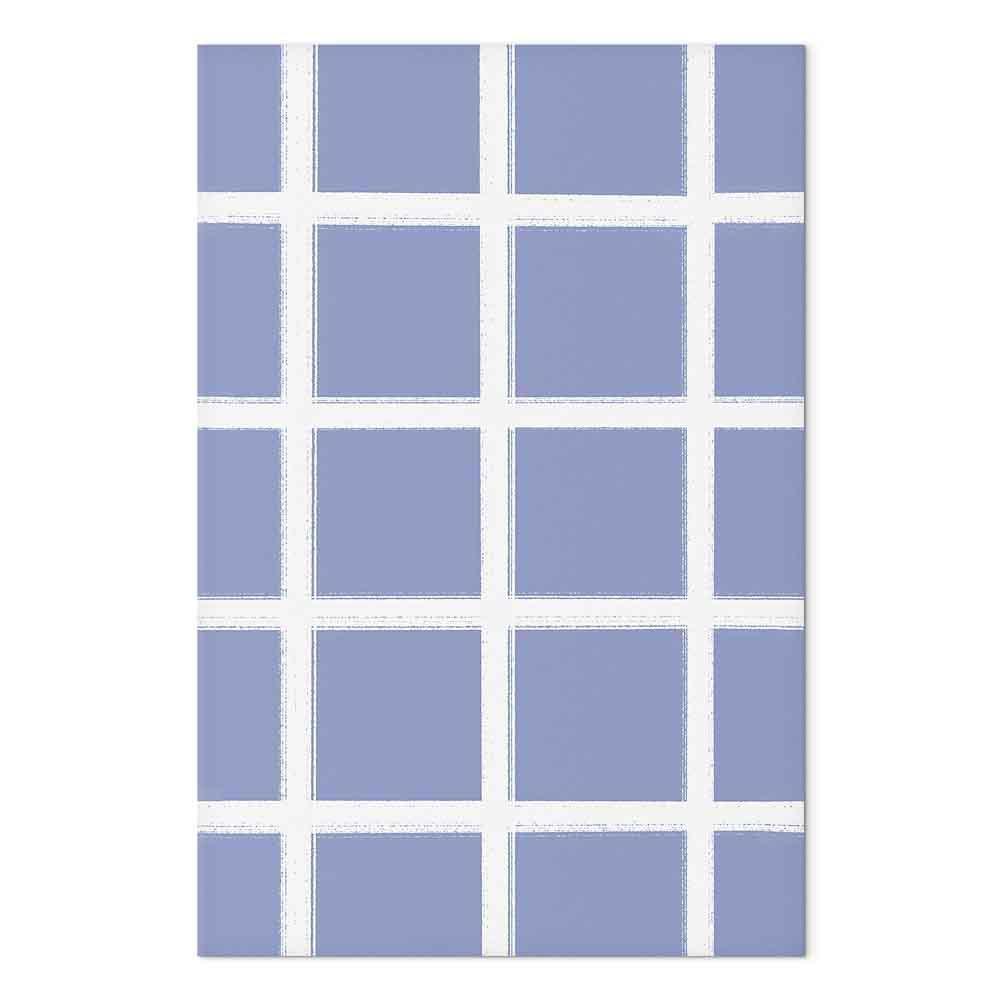Leinwandbild - Lines and Symmetry - Expressive White Grid on a Blue Background