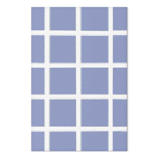 Leinwandbild - Lines and Symmetry - Expressive White Grid on a Blue Background