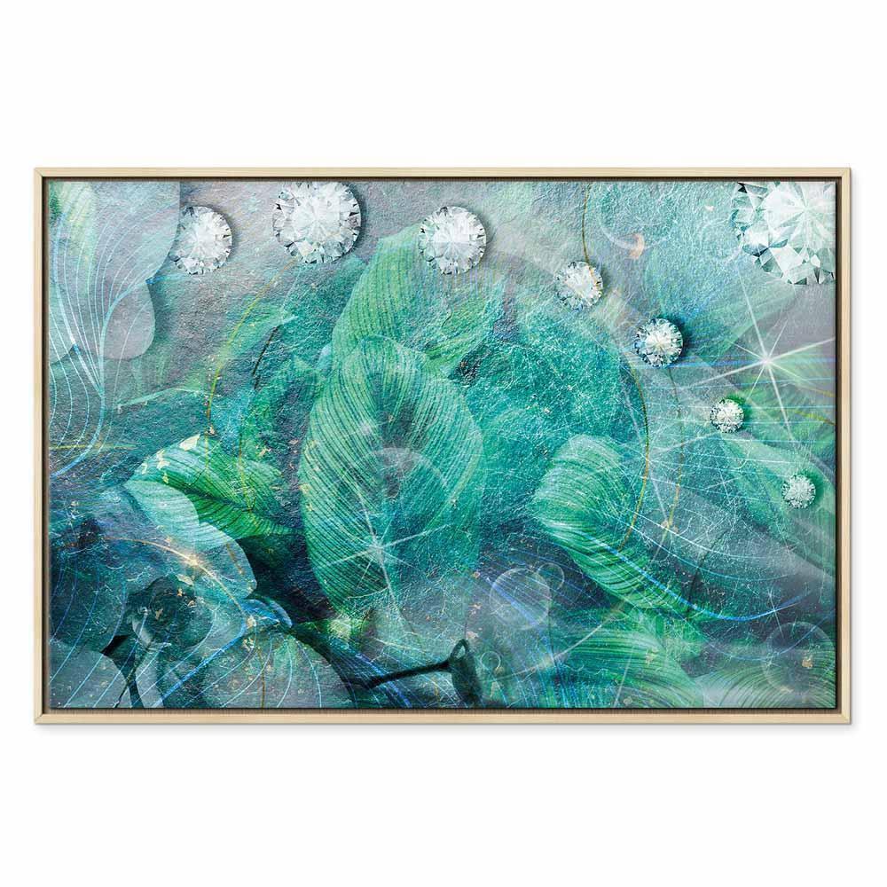 Leinwandbild - Turquoise Leaves (1 Part) Wide