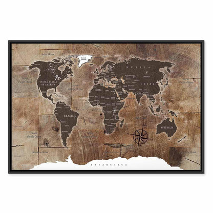 Leinwandbild - World Map: Wooden Mosaic