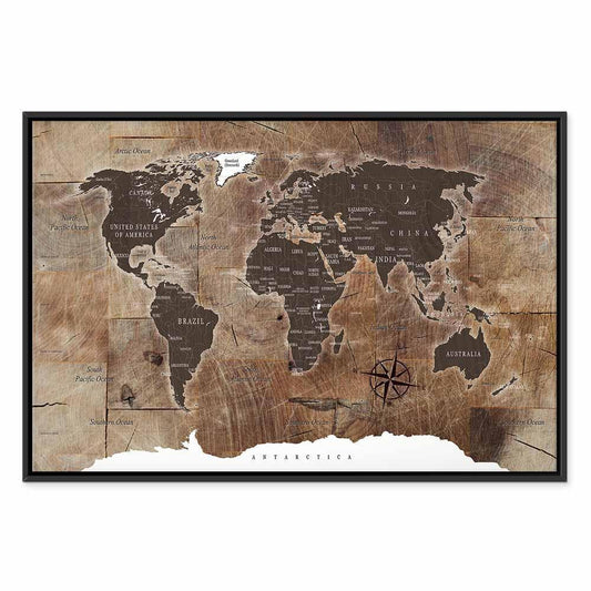 Leinwandbild - World Map: Wooden Mosaic