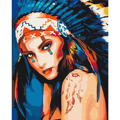 Malen nach Zahlen - Native American Girl