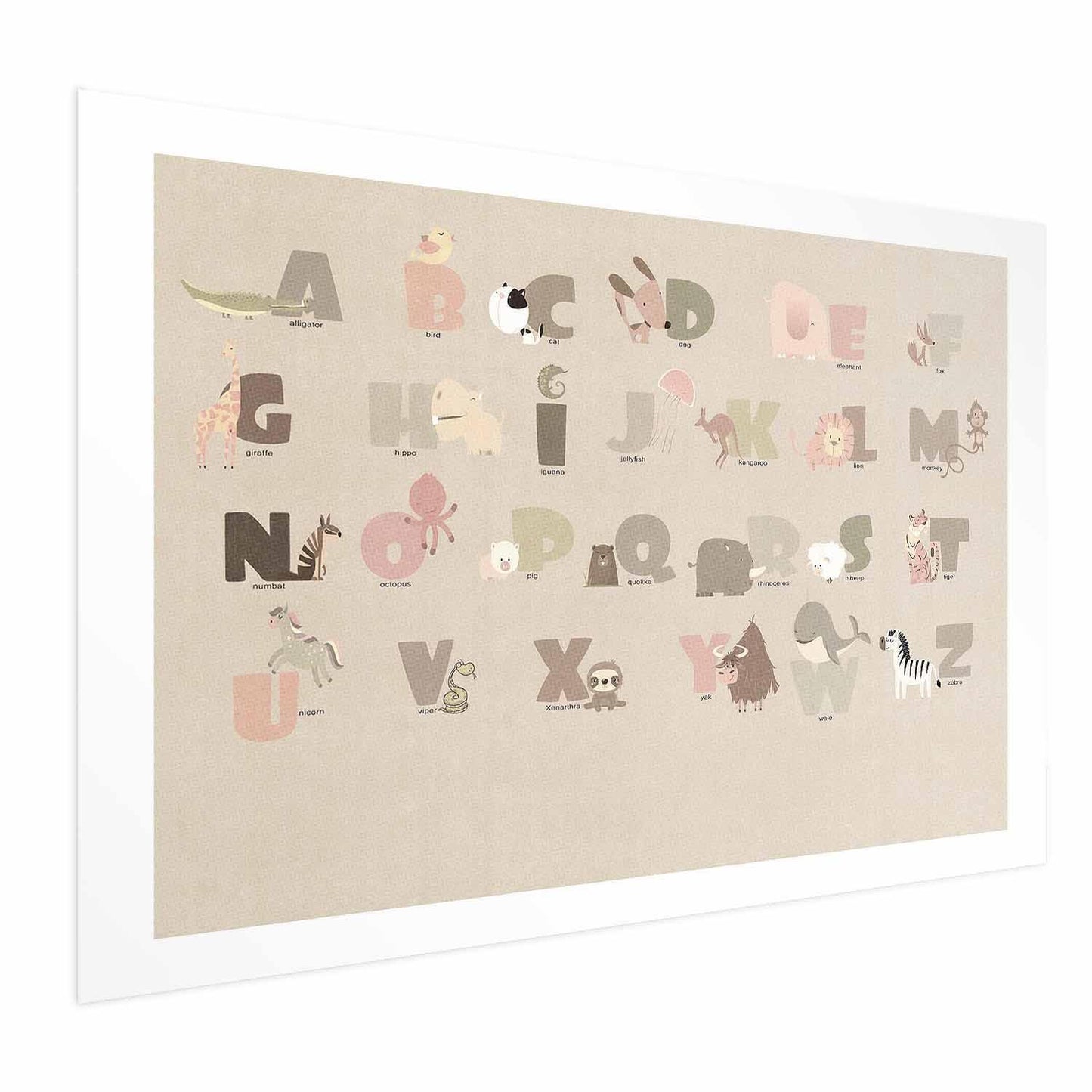 Poster - Beige Alphabet Artgeist