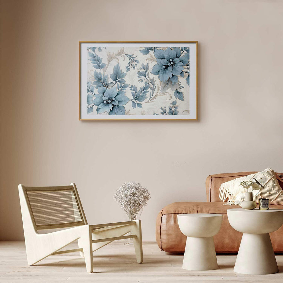 Poster - Turquoise Ornamental Retro Flowers Artgeist