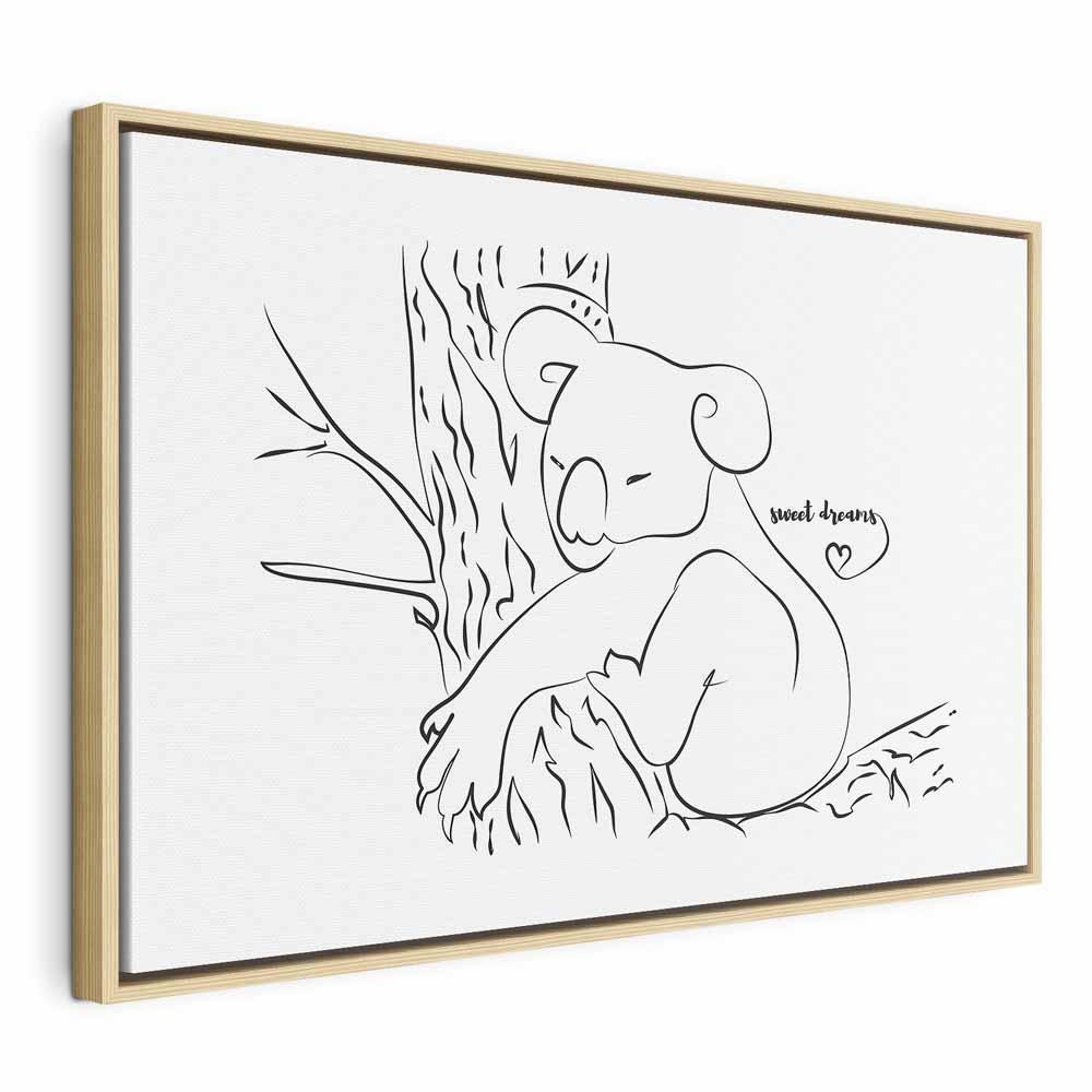 Leinwandbild - Quiet Charm of Nature (1-part) - Sleeping Koala in Black and White