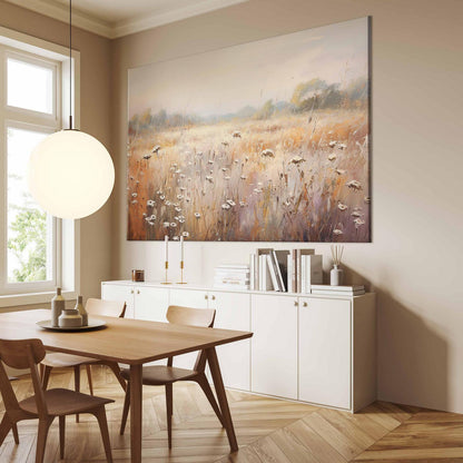 Wandbild XXL - Impressionist meadow – field landscape in a pastel colour palette