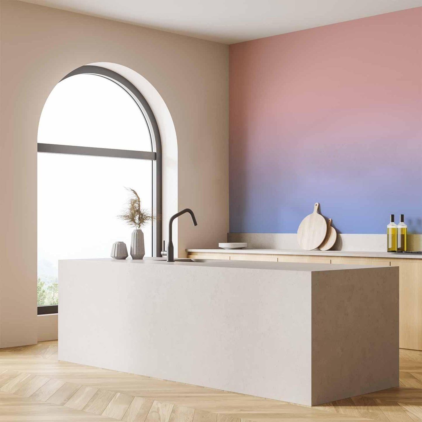 Fototapete - Pink Dawn - Gradient Background from Pink to Cool Blue