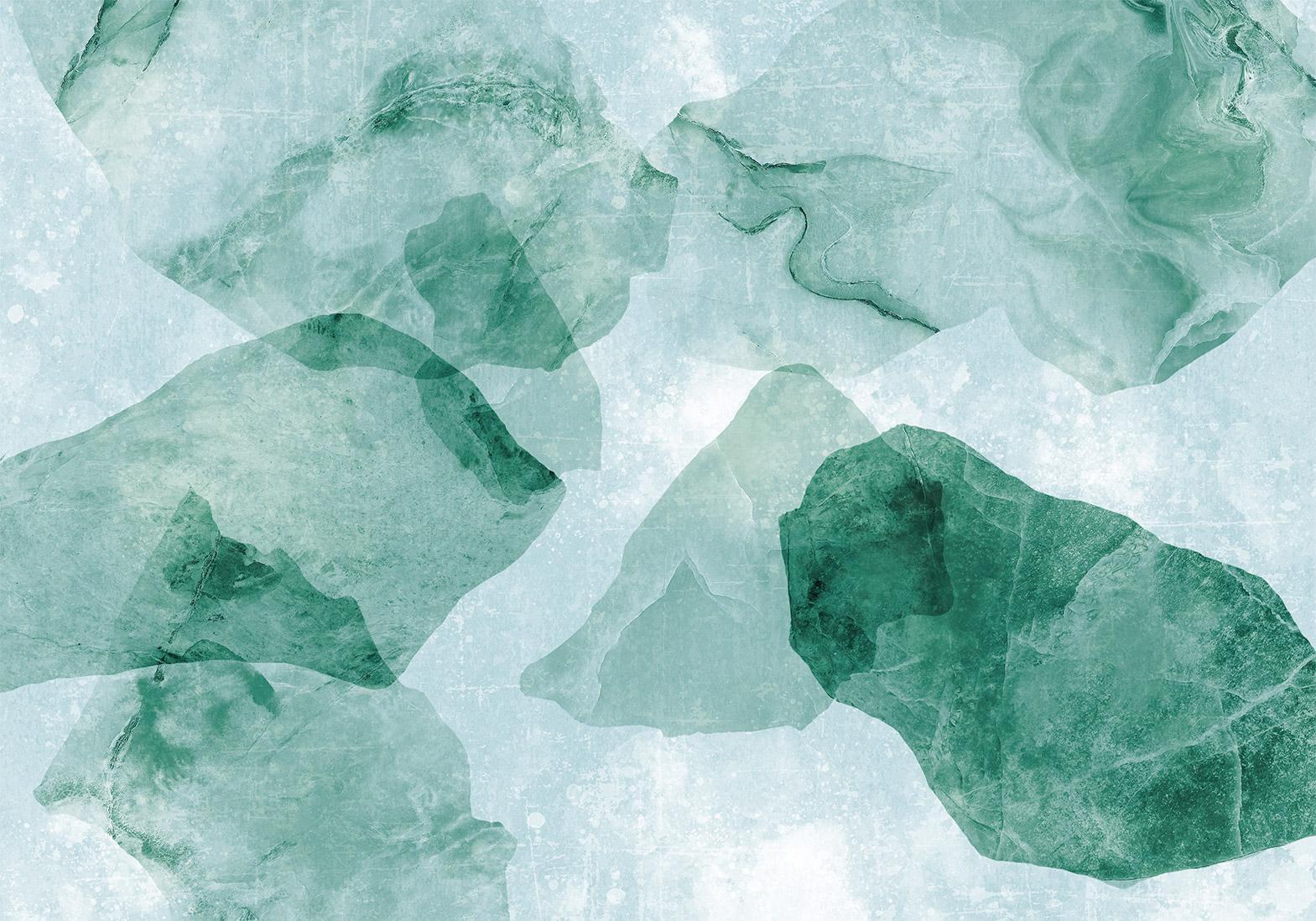 Fototapete Spring Terrazzo Third Variant with green abstract design.