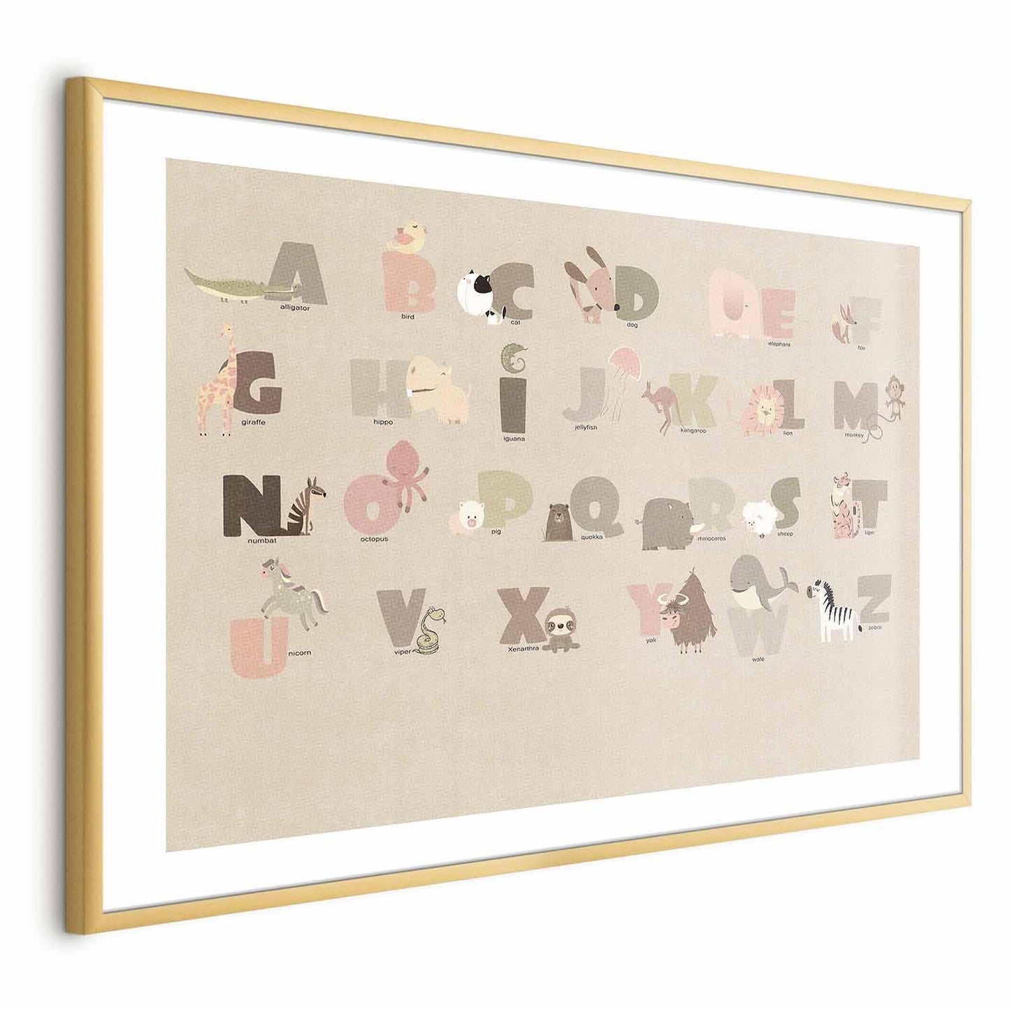 Poster - Beige Alphabet Artgeist