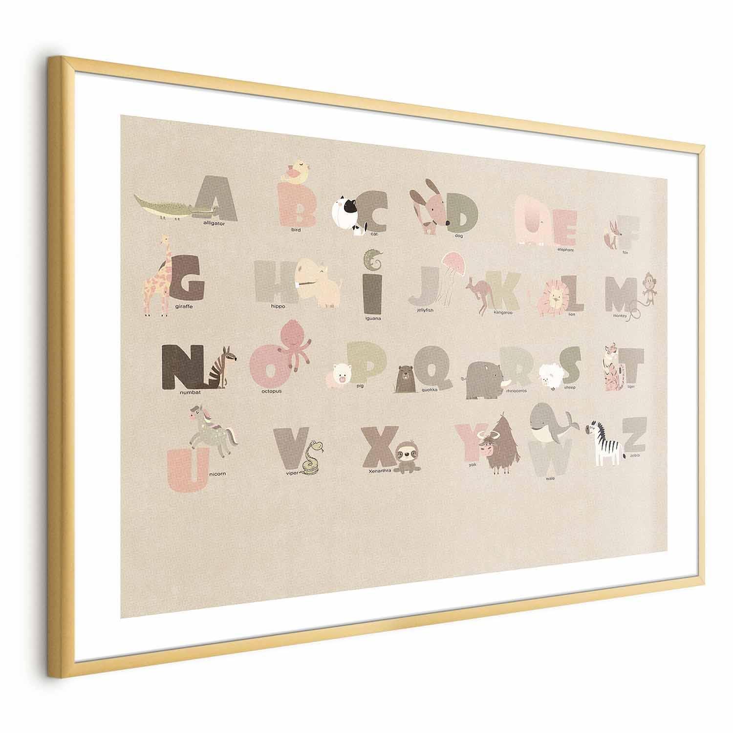 Poster - Beige Alphabet Artgeist