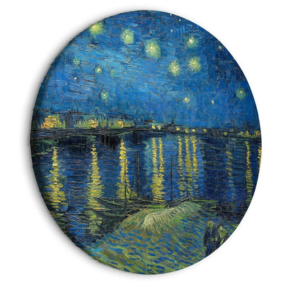Rundes Bild - Vincent Van Gogh – Sternennacht über der Rhone – Ein Boot vor dem Hintergrund des blauen Himmels