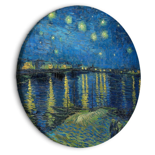 Rundes Bild - Vincent Van Gogh – Sternennacht über der Rhone – Ein Boot vor dem Hintergrund des blauen Himmels