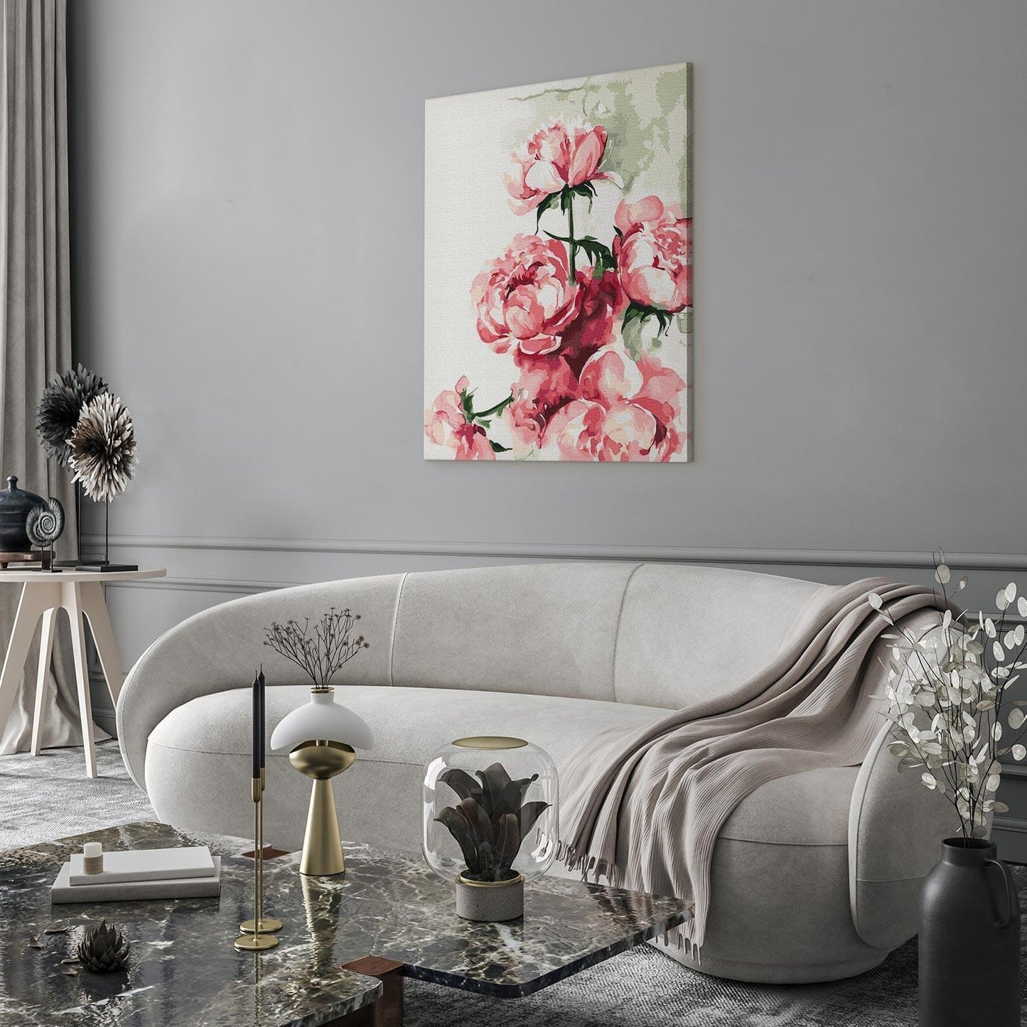 Malen nach Zahlen - Watercolour with peonies