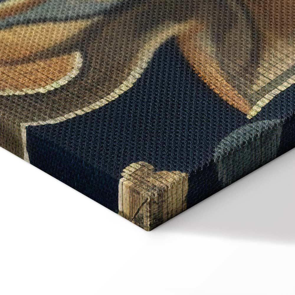 Leinwandbild - Tapestry Large Flowers Retro Floral Motif in Kilim Style