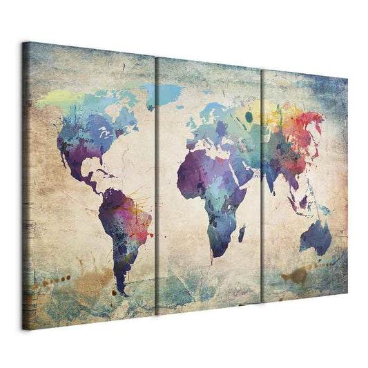 Leinwandbild - Rainbow Map (triptych)
