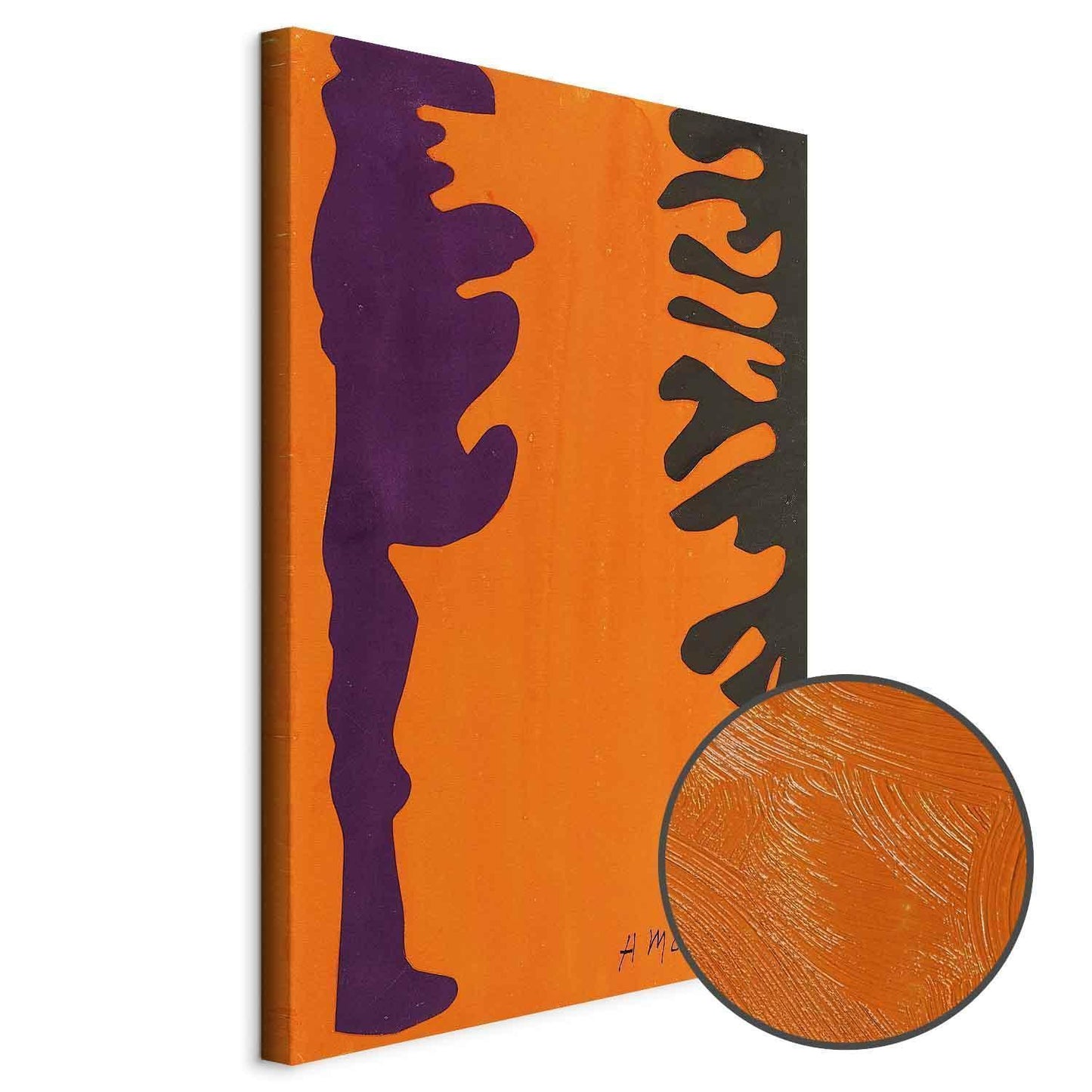 Leinwandbild - Henri Matisse – Black and Violet Arabesques on Orange