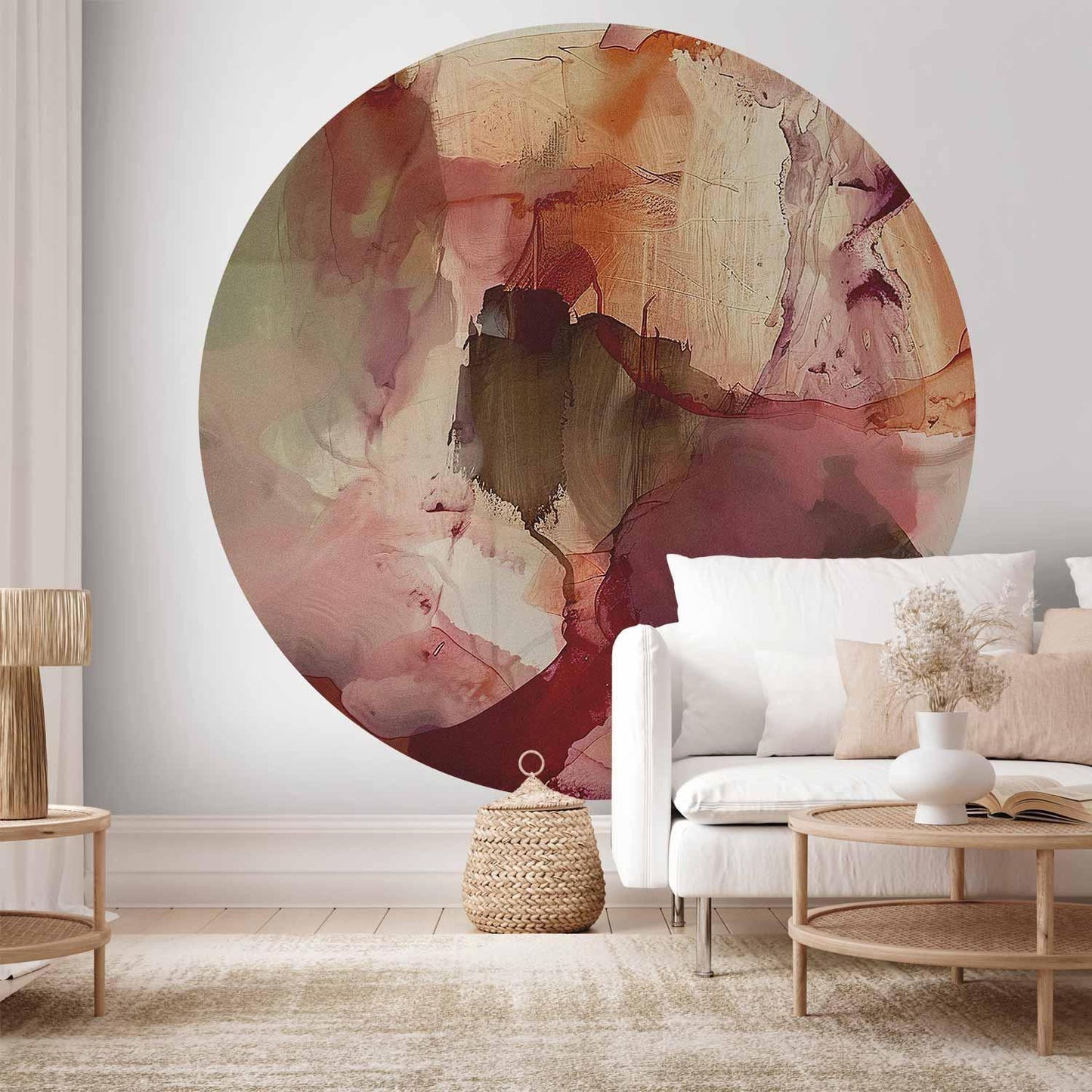 Runde Fototapete - Spring composition – transparencies and forms in watercolor style