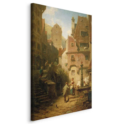 Leinwandbild - Carl Spitzweg – Well-Wisher Presenting Flowers